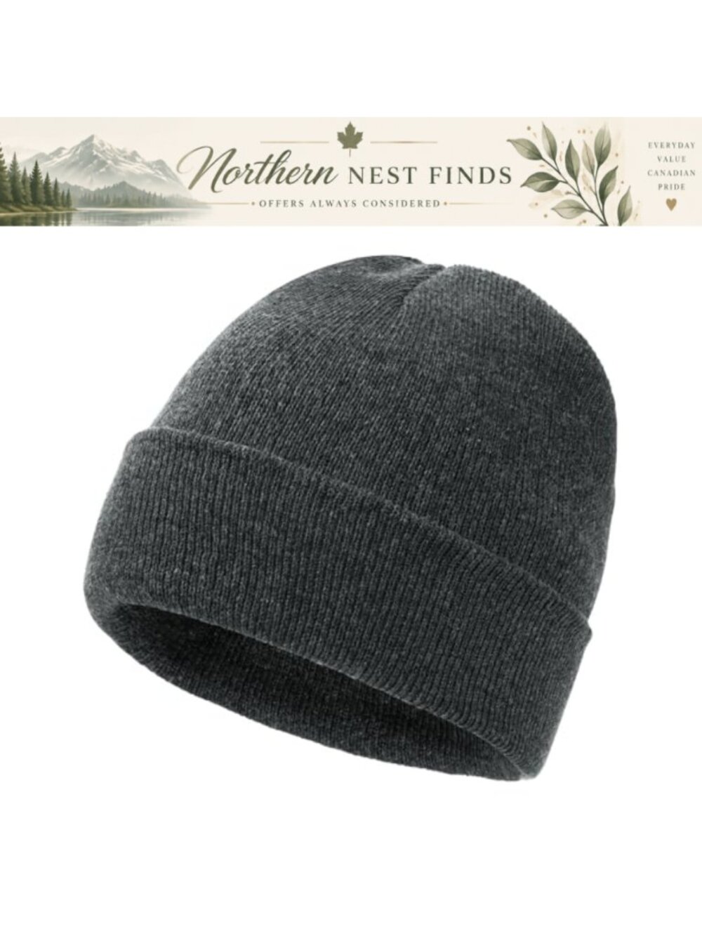Slouchy Knitted Winter Beanie Warm Cuffed Plain Hat